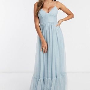 New!! ASOS design cami spot tulle mesh pep hem maxi dress